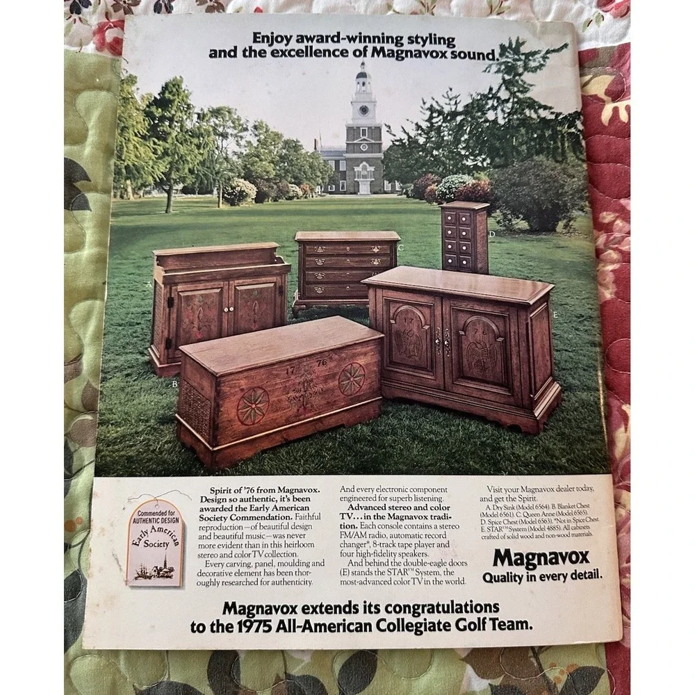 Vintage 1975 Collegiate Golf Dinner Program Magazine Arnold Palmer Vintage NCAA